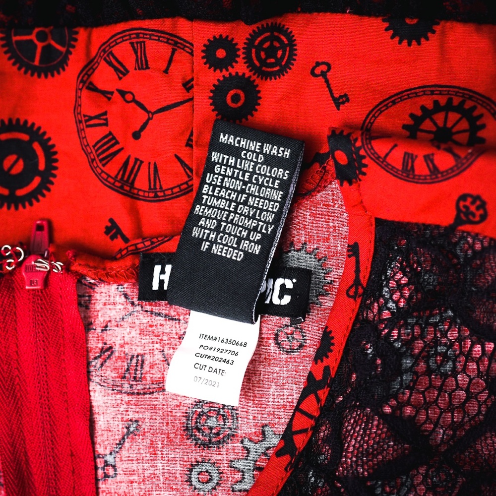 Whimisigoth Hot Topic Clock Lace Red Black Bright Dress XL - Picture 16 of 16